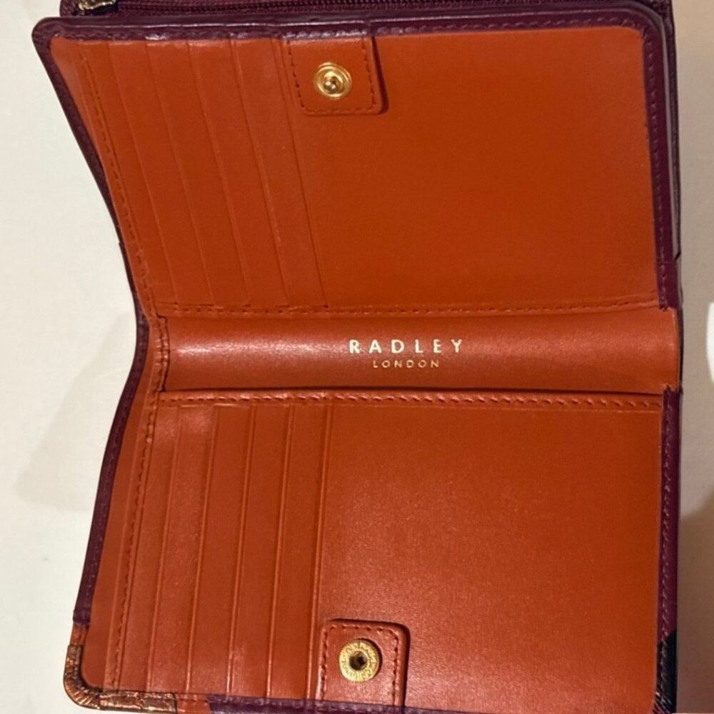 Radley London Scottie Dog Leather Wallet Zip Around Burgundy - Picture 8 of 12